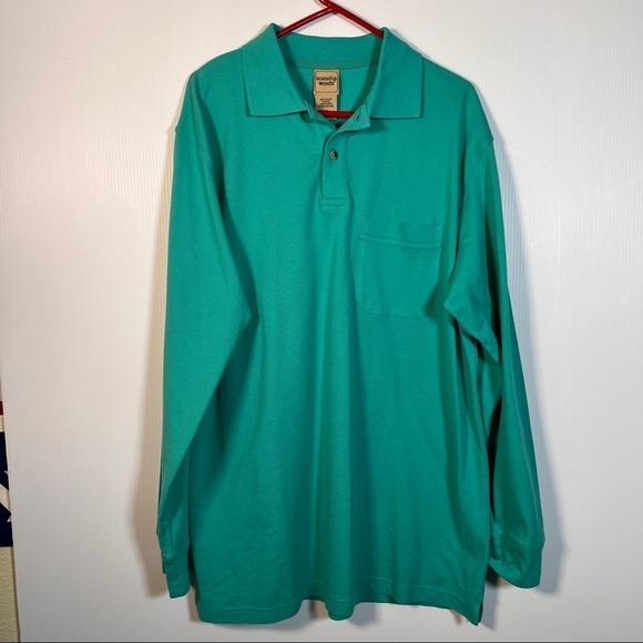 SCANDIA WOODS Polo Long Sleeve Shirt. Size Large, turquoise. Cotton piqued - Picture 1 of 9